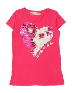 DESIGUAL Girls Graphic T-Shirt Top 11-12 Years Pink Cotton Heart BQ19 - Picture 1 of 3