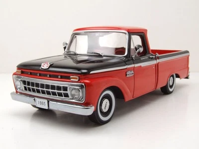 Ford F-100 Personalizzato Cab Pick Up 1965 Nero Rosso Modellino Auto 1:18 - Immagine 1 di 4