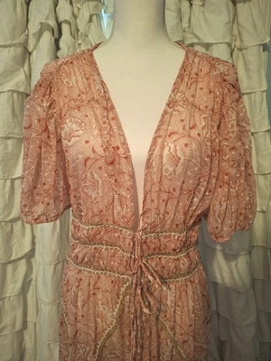 Maxi Vestido Anthropologie Forever That Girl Transparente Cardi Plumero M Hada Prarie Foto 1 de 4