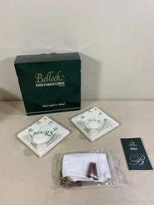 New Pair Belleek Porcelain His and Hers Wall Mount Towel Holder w/Shamrocks - Picture 1 of 6