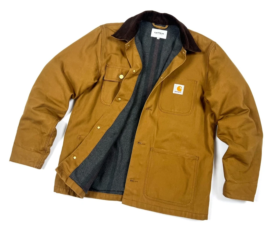 Men's CARHARTT Michigan Beige Cotton/Wool Lined Jacket Casual Size M/L - Image 1 of 4