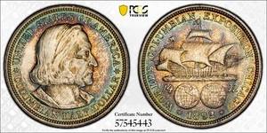 PCGS MS66 1892 Columbian Exposition Commemorative Half Dollar Toned - Picture 1 of 3