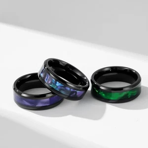 For Men Women Fashion Paty Stainless Steel Purple for Boy Black Ring Inlaid Gift - Picture 1 of 18