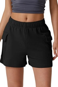 Woman's Drawstring Elastic Waist Cotton Shorts Two Side Pockets Casual Shorts... - Picture 1 of 5