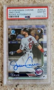 2019-20 BOWMAN CHROME AUTO JAKE CAVE RC LOW POP 2 ROOKIE PSA 10 GEM MINT TWINS - Picture 1 of 4