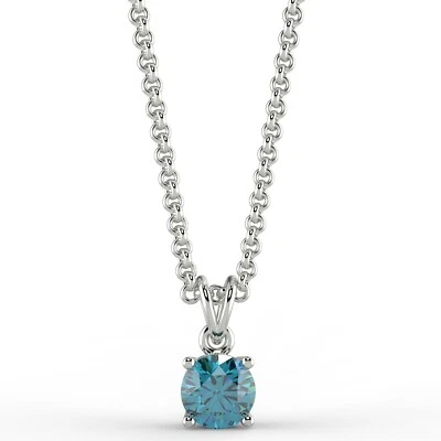 Colgante de diamantes azules/si2 corte redondo de 0,52 quilates de oro blanco de 14 quilates Foto 1 de 4