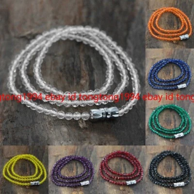 Facettiert 3mm Mehrfarbig Spinell Kristall Rund Edelsteine Perlen Halskette 45cm - Bild 1 von 4