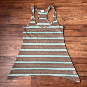 Y2K Metallic Mesh Striped Asymmetrical Tank Trashy 2000s Fairy McBling Bratz M - Picture 1 of 7