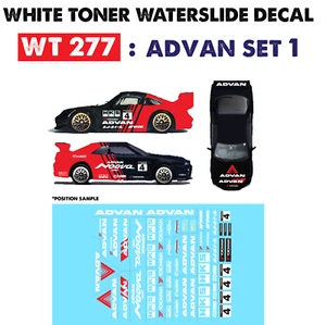 WT277 White Toner Waterslide Decals ADVAN SET1 For Custom 1:64 Diecast - Picture 1 of 5