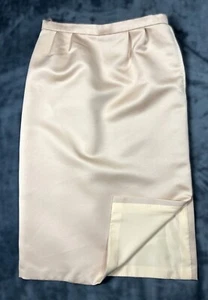 VTG Werle Beverly Hills Custom Tailored Lined Satin Skirt Peach SEE MEASUREMENTS - Picture 1 of 11