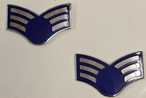 USAF SENIOR AIRMAN SRA METAL CHEVRON RANK COLLAR BADGE INSIGNIA -OBSOLETE-1 PAIR - Picture 1 of 1