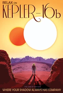 NASA - Relax On Kepler-16b - The Land Of Two Suns - Fantasy Travel Poster - Picture 1 of 1
