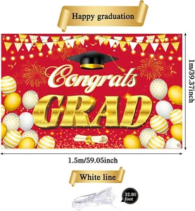 Congratulations Graduation Banner Class of 2023 Backdrop Grad 3x5 Feet Decor - Picture 1 of 5