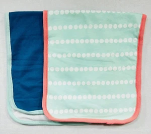 NWOT Cloud Island Solid Teal & Mint Green Polka Dot 2pc Shoulder Burp Cloths - Picture 1 of 4