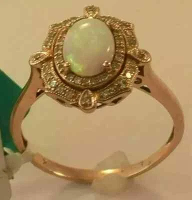 Fire Opal Double Halo Women Ring 2Ct Oval Cut Lab Created 14K Yellow Gold Plated - Image 1 of 4