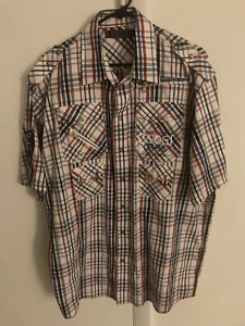 Y2K Mens Coogi Short Sleeve Button Up Shirt Size XL Embroidered Vintage Hip Hop - Picture 1 of 10