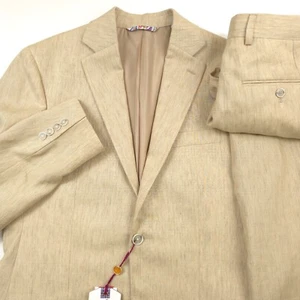 Robert Graham Reno Delave Linen Modern Fit Tan Beige Suit Mens Size 38R X 30 - Picture 1 of 17