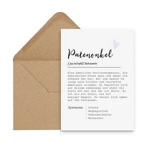 Postkarte PATENONKEL Definition inkl. Briefumschlag Taufe Geschenk Paten - Picture 1 of 2