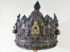 RARE COPPER PRIEST CROWN WITH SILVER REPOUSSE WORK - TIBET (KHAM) -19th C
