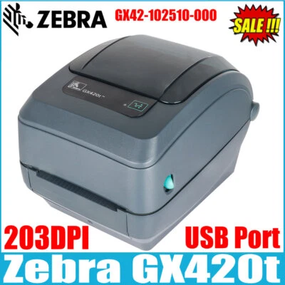 Zebra GX420t Desktop Printers Thermal Transfer Label Printer USB GX42-102510-000 - Image 1 of 4
