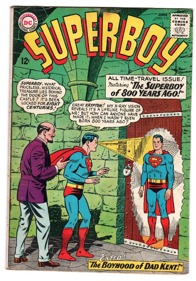 SUPERBOY #113 1964-dc SILVER AGE COMIC-time travel issue fn- - Image 1 of 2