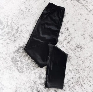 Deep Black Pleather Elasticized Leggings XS *NWOT* - Picture 1 of 1
