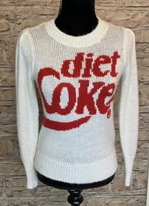 Wildfox Diet Coke Sweater Jumper White Red Loose Knit Extra Small UK 6-8 US 0-2 - Picture 1 of 7