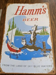 HAMM'S BEER 12 X 8 TIN SIGN From the Land of Sky Blue Waters NEW - Picture 1 of 2