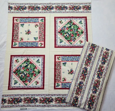 Cranston Berries Ribbon Stripe Panel 34x43 Coordinating Fabric 42x70 Quilting - Image 1 of 4