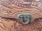 Vintage Embossed Leather Handbag (Hand Tooled) Horse Shoe Lock