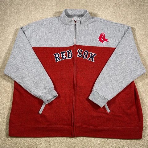 Boston Red Sox Sweatshirt Men 5XL Gray MLB Baseball Full Zip Coat Cover