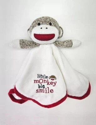 Baby Starters Sock Monkey Lovey Little Monkey Big Smile Rattle Soother Red Trim  - Image 1 of 4