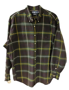 RALPH LAUREN Blue Green Plaid Big Shirt Long Sleeved Button Down Pocket Logo XL - Bild 1 von 4