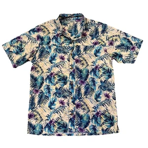World Wide Sportsman Shirt Mens Medium Blue Floral Hawaiian Fishing - Foto 1 di 5