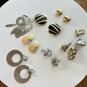 Vintage Konvolut 8 Paar Clip Ohrring gemischte Metalle - Bild 1 von 5