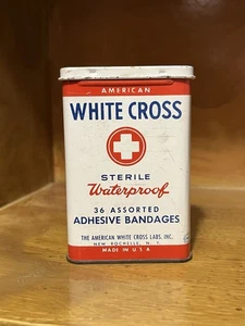 Vintage White Cross Bandage tin The American White Cross Labs New Rochelle NY - Picture 1 of 9