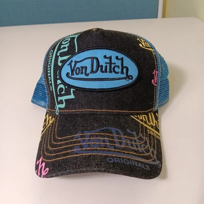 Sombrero Von Dutch para mujer OS azul etiquetado Denim Trucker Hat Snapback Y2K nuevo sin etiquetas Foto 1 de 4