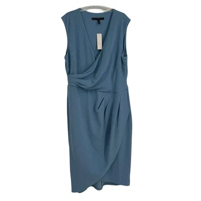 Vestido Vaina Blanco Mercado Negro Tejido Sobrepelliz Nuevo con Etiquetas Azul Midi Mujer Talla 16 Foto 1 de 4