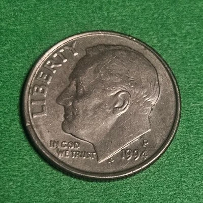 1994 P Roosevelt Dime Circulated Book Filler US Coins 10c - Image 1 of 2