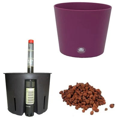 Set 4 teilig Hydro Set Blumentopf Flori Ø 16 lila Kulturtopf Wasserstandsanzeige - Bild 1 von 3