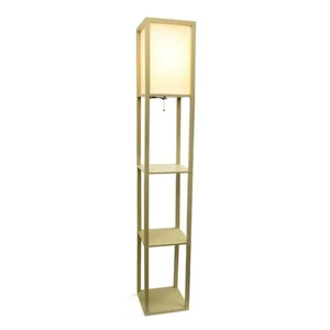 Simple Designs LF1037-TAN Etagere Floor Lamp with Charging Station, Tan - Picture 1 of 3