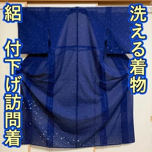Rossed Furisode Kimono, Summer Washable, 162cm Length, Chemical Fiber - Picture 1 of 13