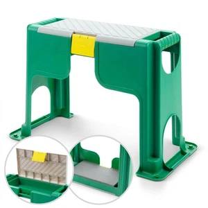 2 in 1 Kunststoff Kniebank + Hocker mit Fach Garten Sitzbank Schaumstoff Auflage - Bild 1 von 9