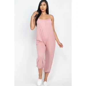 Spaghetti strap solid jumpsuit (Mauve)-Medium - Picture 1 of 4