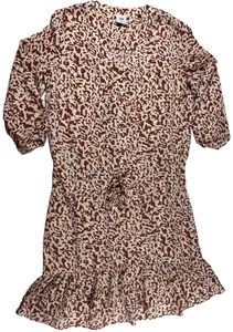 Cabi Women's Size Small Animal Print Sienna Red Ruffle Trim 3/4 Sleeve Dress - Picture 1 of 7