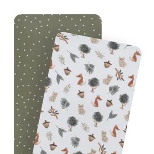 2pc Living Textiles Infant/Baby Cotton Bassinet Fitted Sheets Forest Retreat - Picture 1 of 4