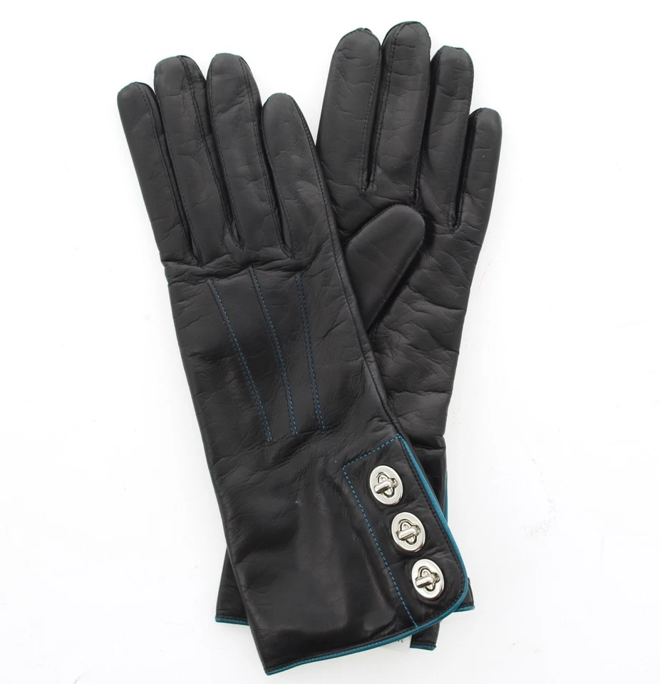 Guantes de cuero Coach para mujer, triple bloqueo giratorio, forrados de cachemir 82825, precio de venta sugerido por el fabricante 168 USD Foto 1 de 1
