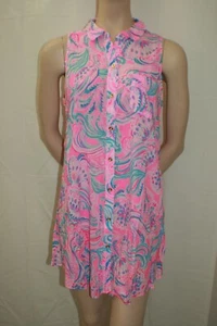 Lilly Pulitzer Natalie Sleeveless Cover Up Shirt Dress Prosecco Pink Sz S NWT - Picture 1 of 10