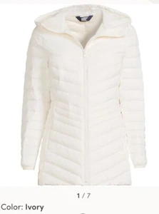 New ! Ivory Lands' End Women's Down Coat Puffer Jacket Plus size 1XL 16W 18W NWT - Picture 1 of 22