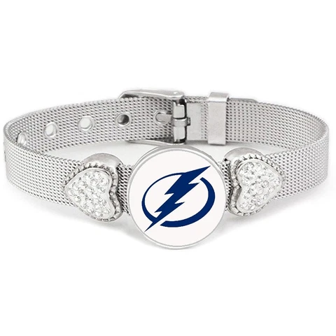 Tampa Bay Lightning Womens Adjustable Silver Hearts Bracelet Jewelry Gift D26 Cover